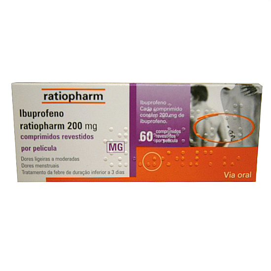 Ibuprofeno Ratiopharm MG, 200 mg x 60 comp rev