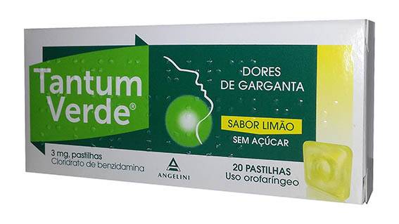 Tantum Verde Limão Sem Açucar, 3 mg x 20 pst