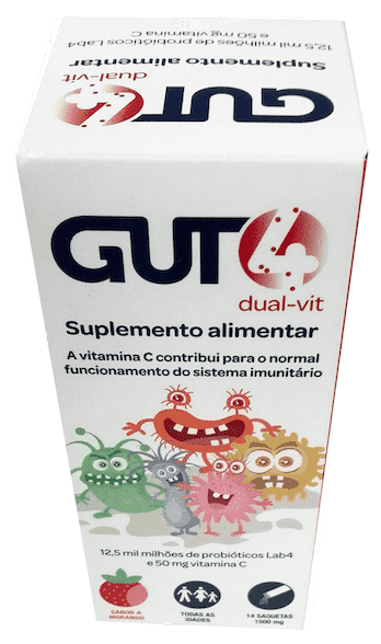 Gut4 Dual-Vit Saquetas Pó Morango x14